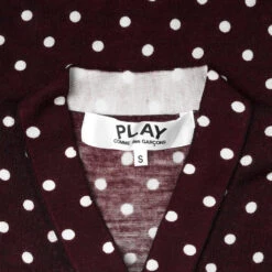 Polka Dot Cardigan Black Heart - Burgundy -Fashion Clothing Store comme des garcons play polka dot cardigan black heart burgundy 2