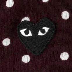 Polka Dot Cardigan Black Heart - Burgundy -Fashion Clothing Store comme des garcons play polka dot cardigan black heart burgundy 3