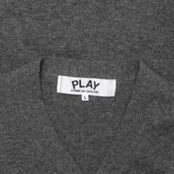 Small Heart Cardigan - Grey -Fashion Clothing Store comme des garcons play small heart cardigan grey 2