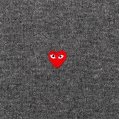 Small Heart Cardigan - Grey -Fashion Clothing Store comme des garcons play small heart cardigan grey 3