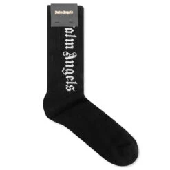 Palm Angels Gothic Logo Socks - Black/White